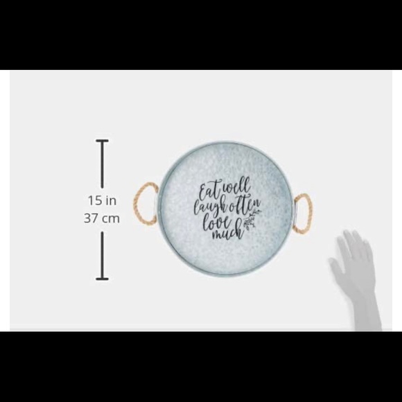 Brownlow “eat well, laugh often, love much” galvanized tin vintage style tray - Picture 4 of 8